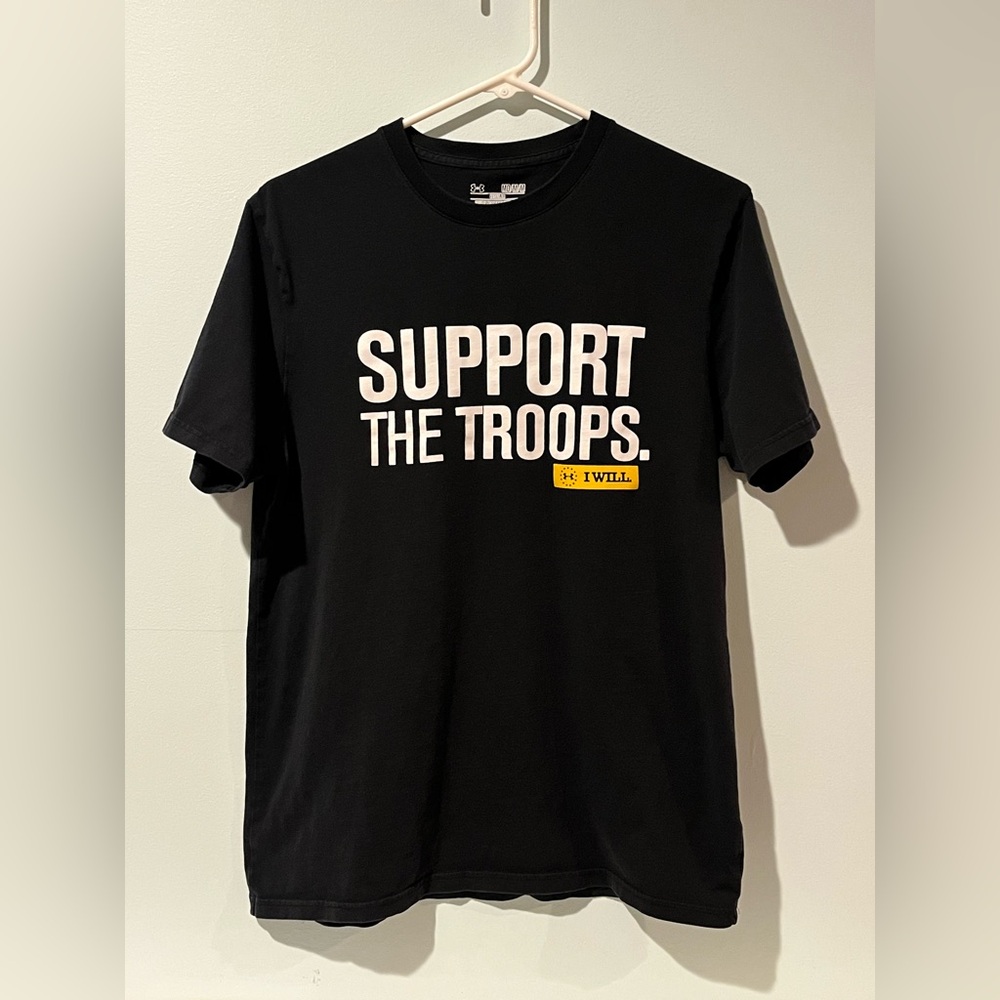 Under Armour Men’s Heat Gear Support The Troops Black T-Shirt, Size Medium